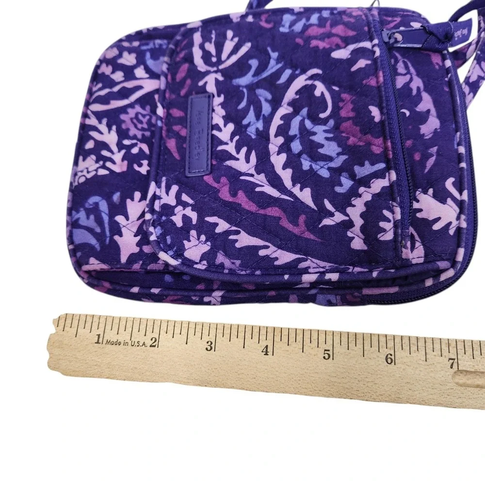 VERA BRADLEY Crossbody Bag Womens Small Purple Floral Cotton Quilted Purse